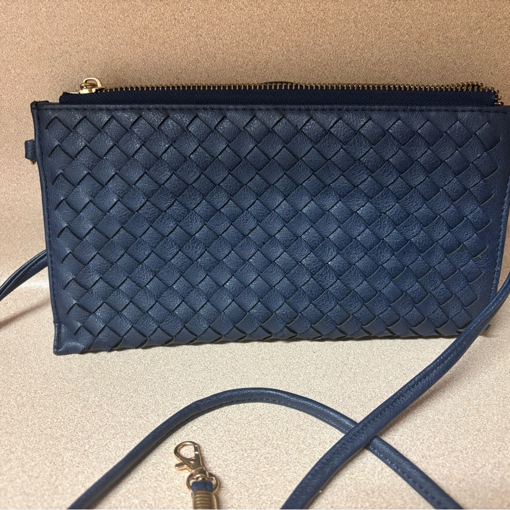 Navy Woven Crossbody Bag - Picture 2 of 7